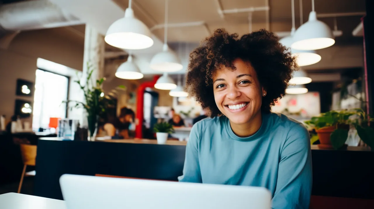 Black Woman Sitting Restaurant