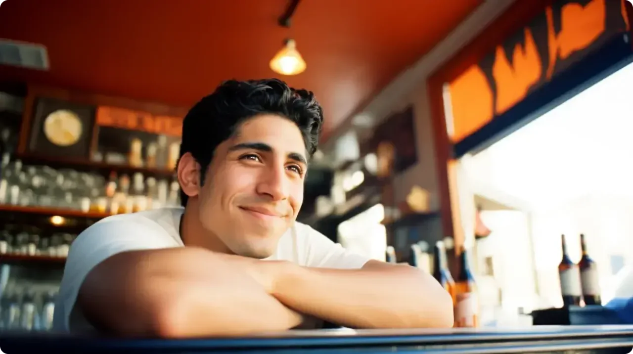 Entrepreneur Smiling At His Business