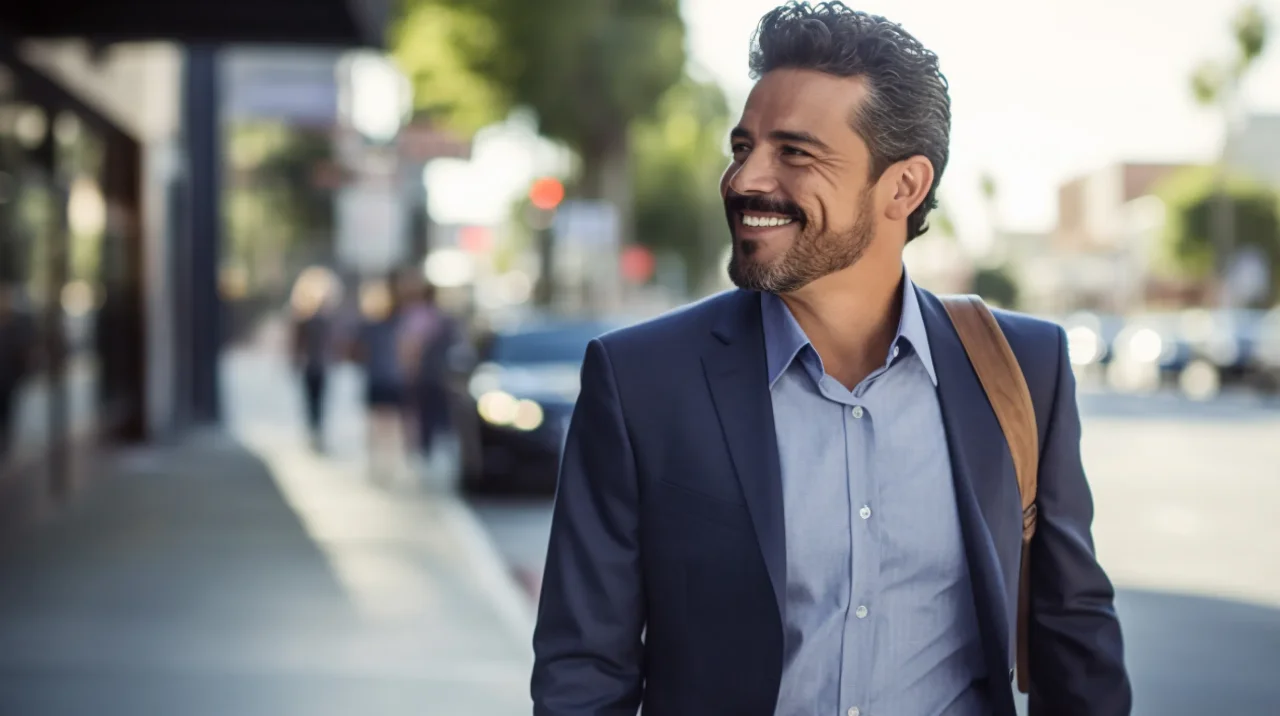 Man In Suit Walks Down Street