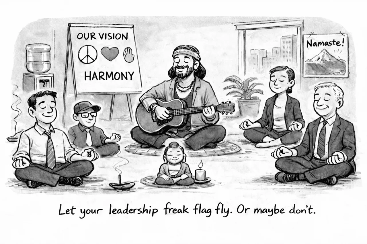 Mindful Leadership Workplace Meditation Illustration