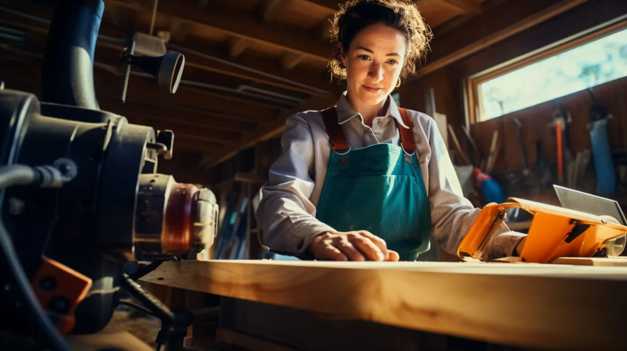 Woman Carpenter Working Workshop