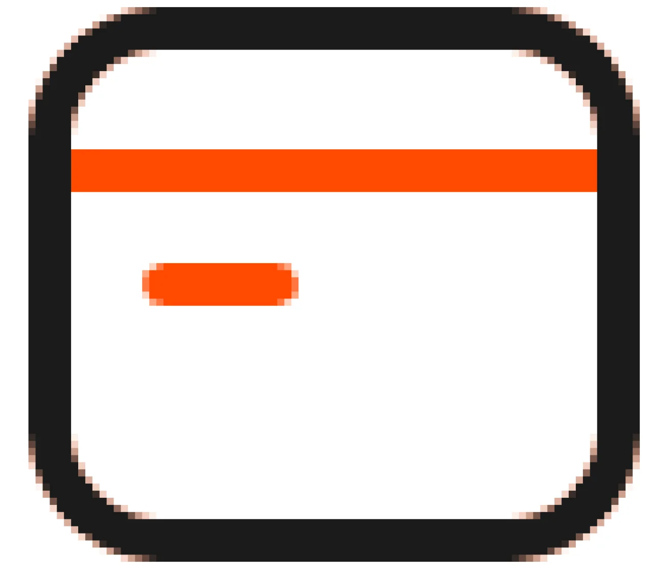 Icon of a credit card with an orange stripe and chip line.