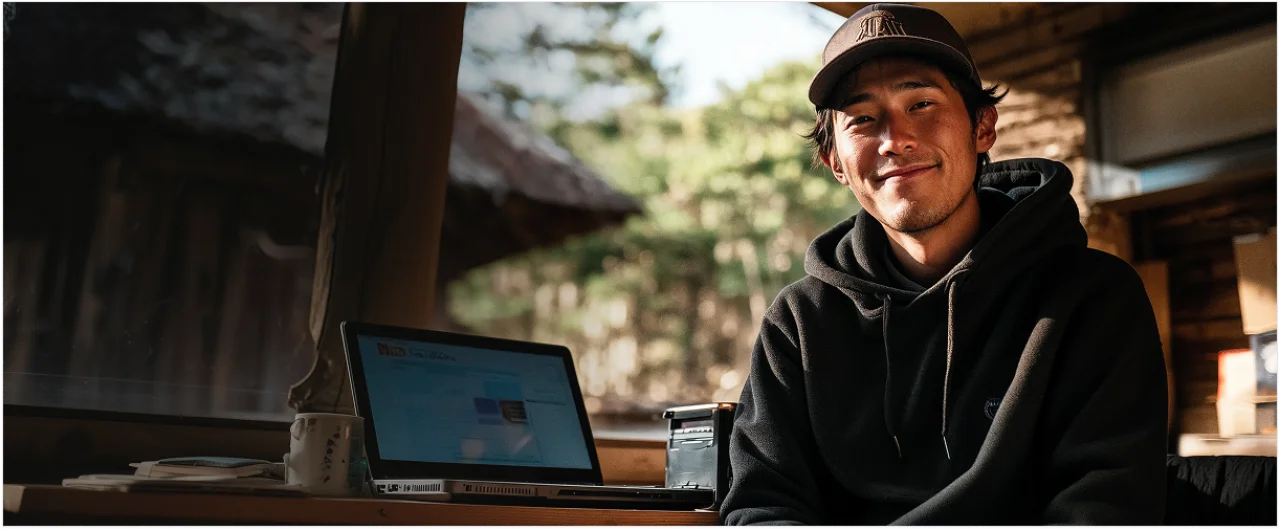 Man With Laptop Desktop